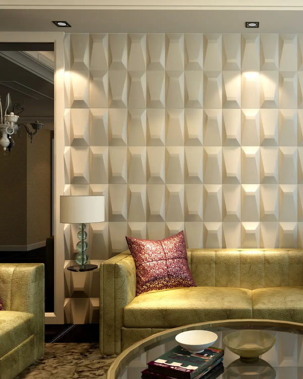 Vanilla icon fabric wall panel in living room