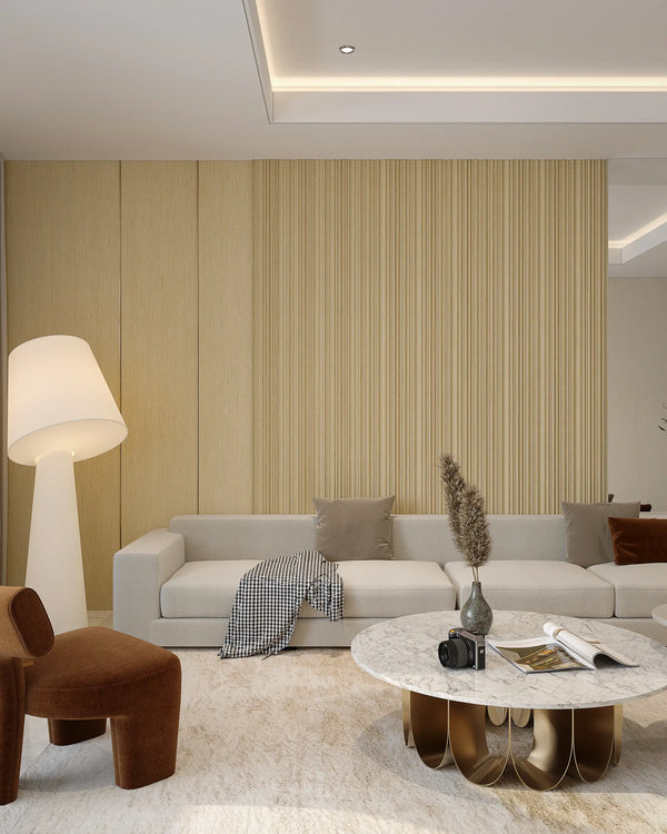 Monaco sand nova archiflute wall panel in living room