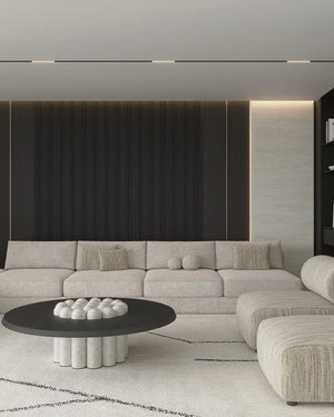 Nero oak nova archiflute wall panel in living room