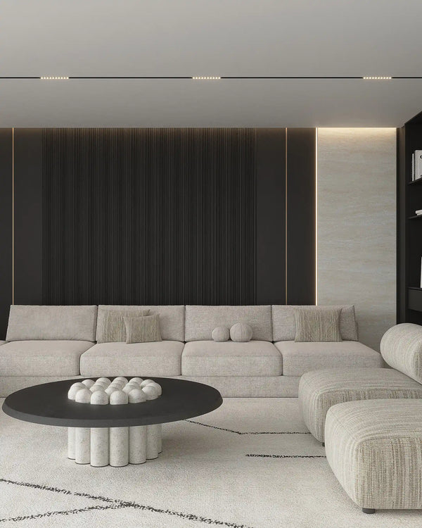 Nero oak nova archiflute wall panel in living room