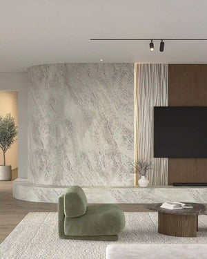 Gradient grey oceanic travertine wall panel in living room