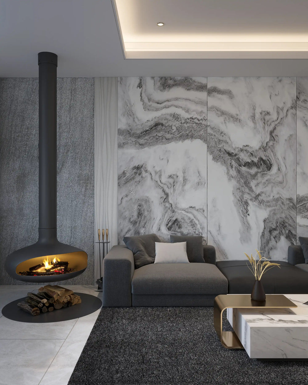 Panda royale matte finish marble wall panel