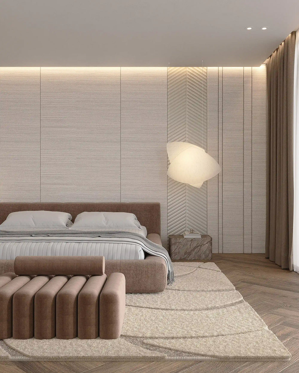 Linen Wall Panels with Bamboo Texture