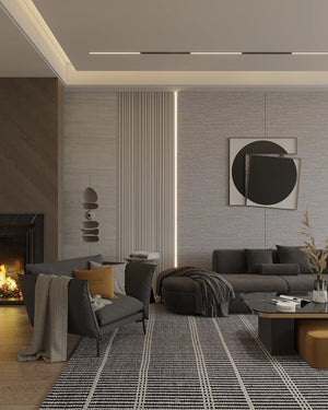 Pebble linen bamboo wall panel in living room