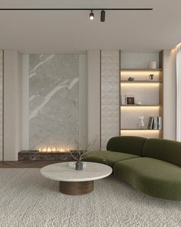 Petra grey marble wall panel in living room