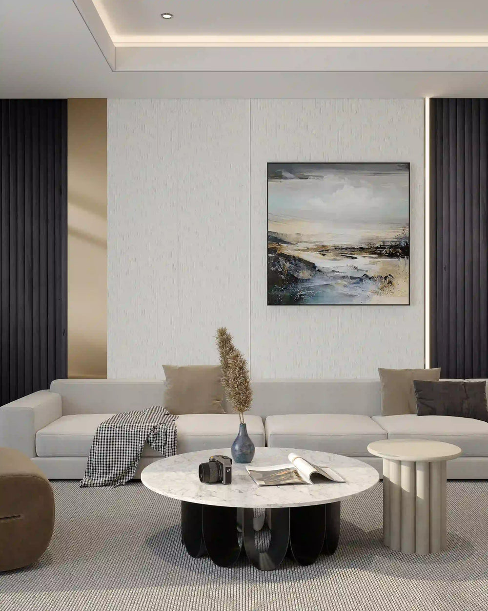 Ridged Stone (White) - Flexible Stone Wall Panel