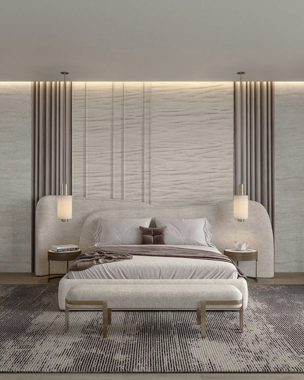 Seashell luxe bamboo wall panel in bedroom