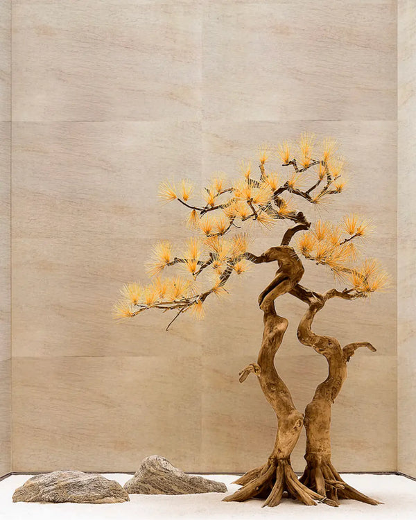 Gritty claybank skyline flexible stone wall panel in lobby