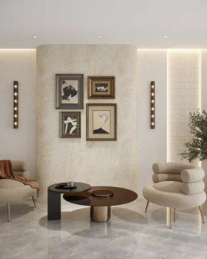 Gritty claybank skyline flexible stone wall panel in living room