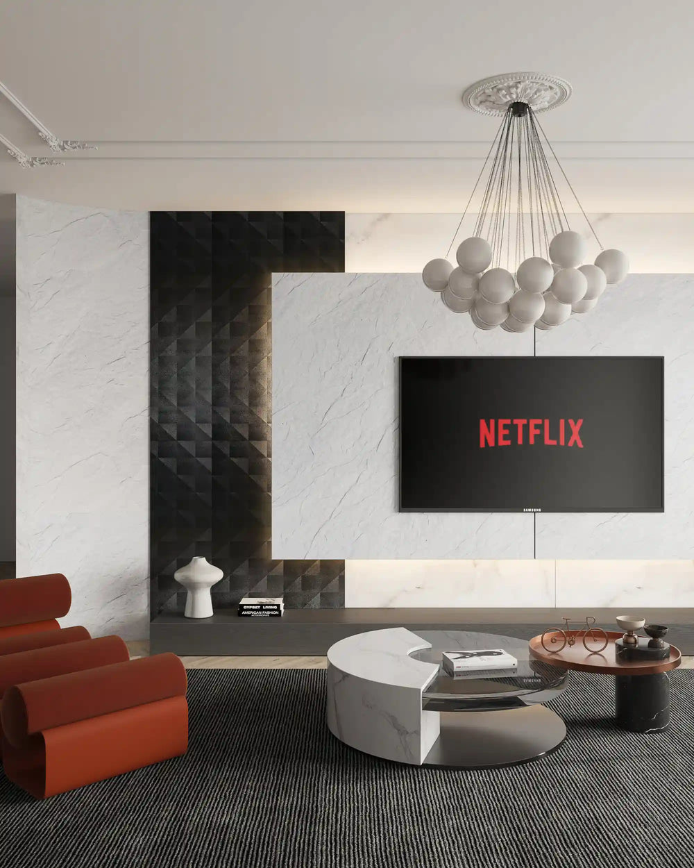 Veil white 3D slate flexible stone wall panel