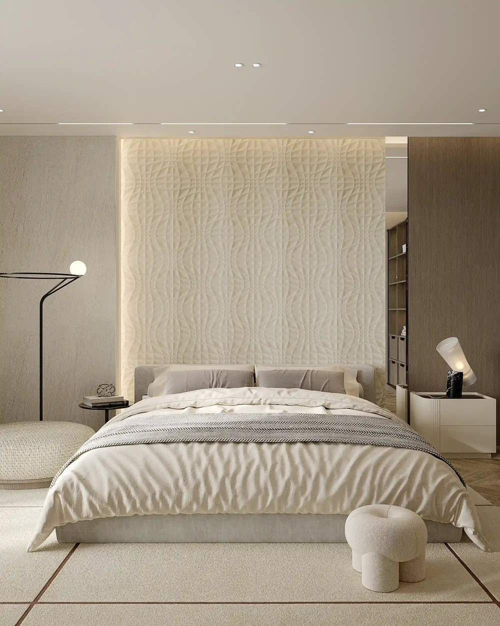Créme space fabric wall panel