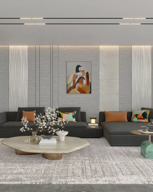 Stonewash textured linen bamboo wall panel in living room