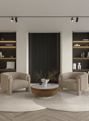 Nero oak tempo archiflute wall panel in living room