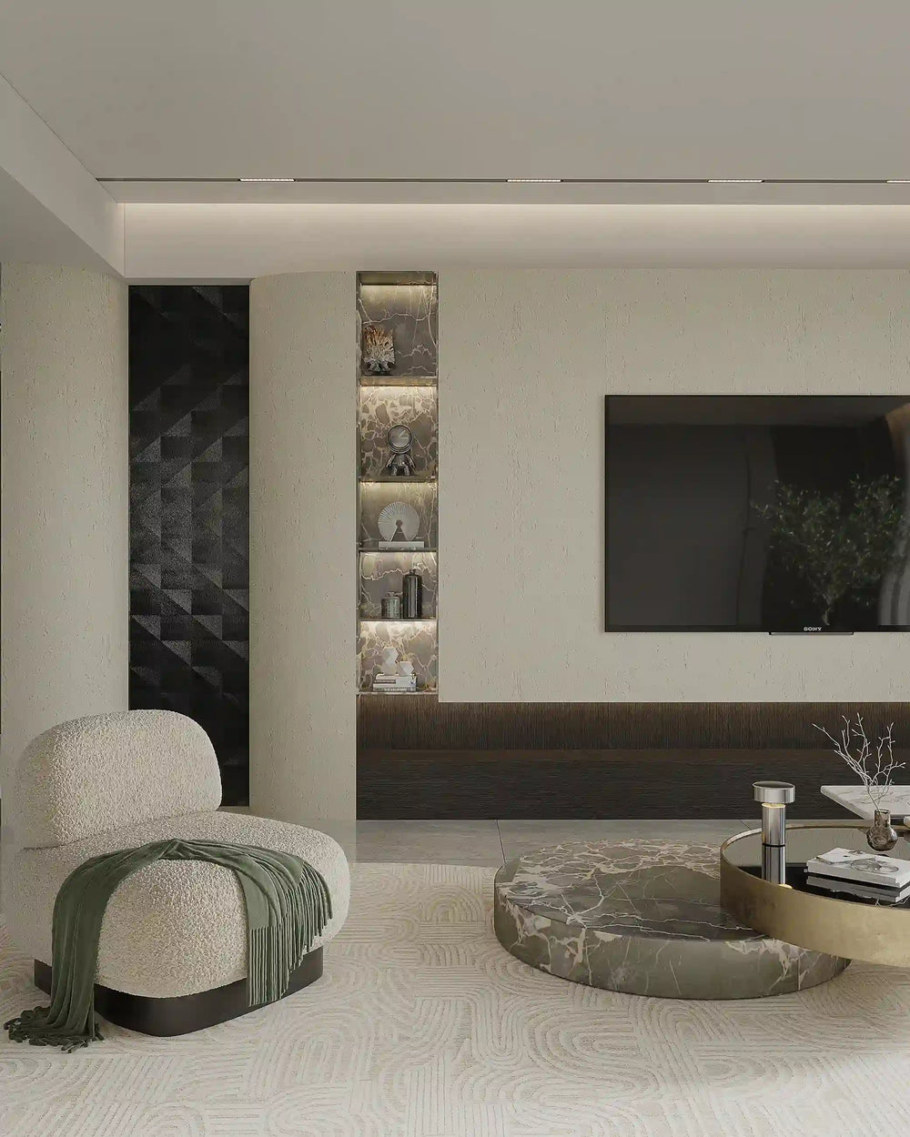 Light beige travertine stone wall panel