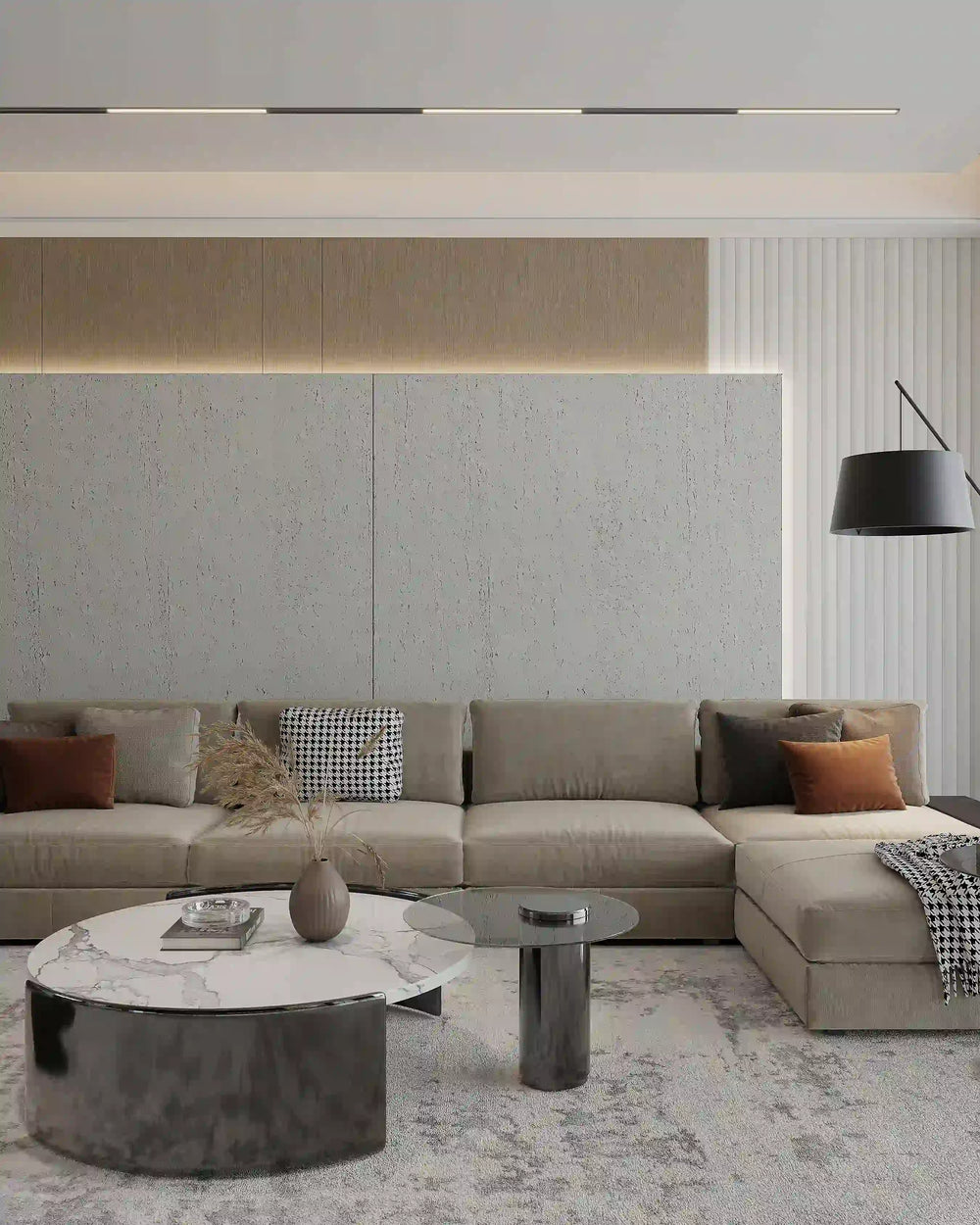 Light grey travertine stone wall panel