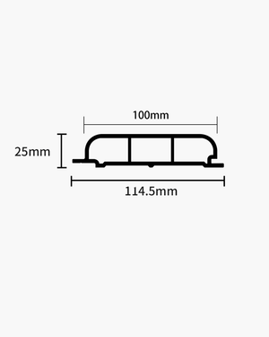 Measurement diagram of arco archiflute wall panel with dimensions labeled.