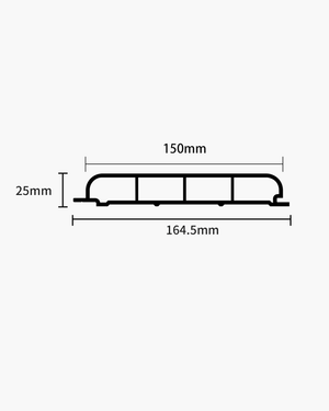 Measurement diagram of arco archiflute wall panel with dimensions labeled.