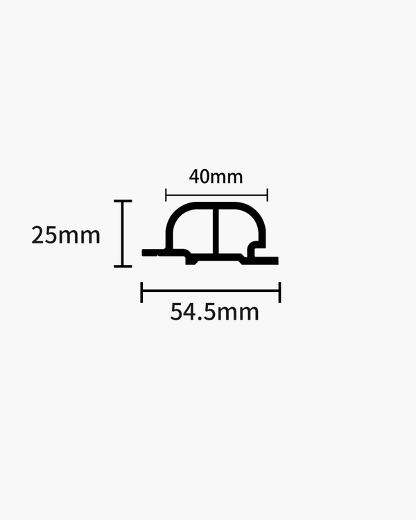 Measurement diagram of arco archiflute wall panel with dimensions labeled.
