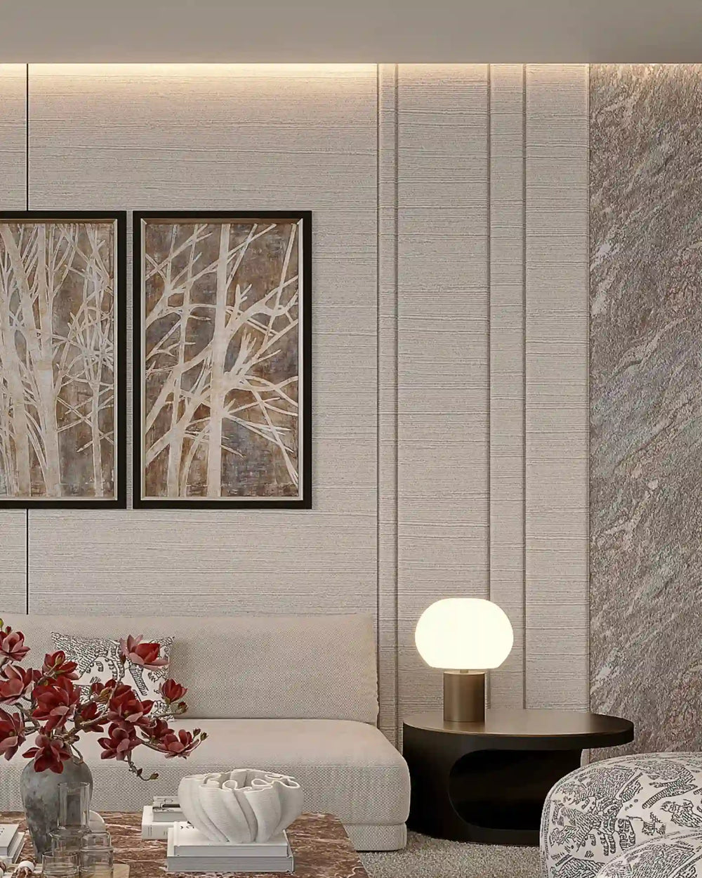 Beige linen arco archiflute wall panel