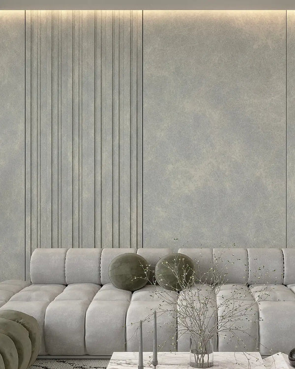 Glacier frost quadra archiflute A&B wall panel in a living room