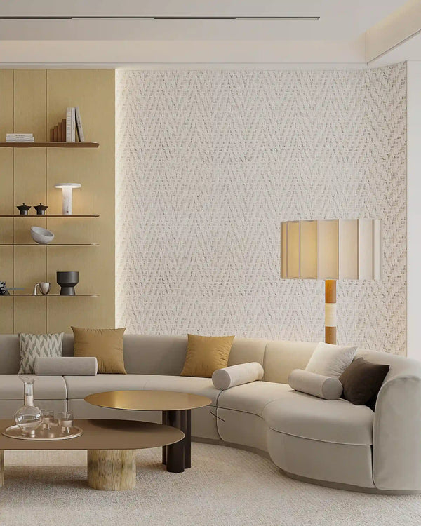 White weave flexible stone wall panel in living room
